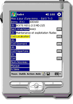 Exemple de menu déroulant sur PDA utilisé par Transidis