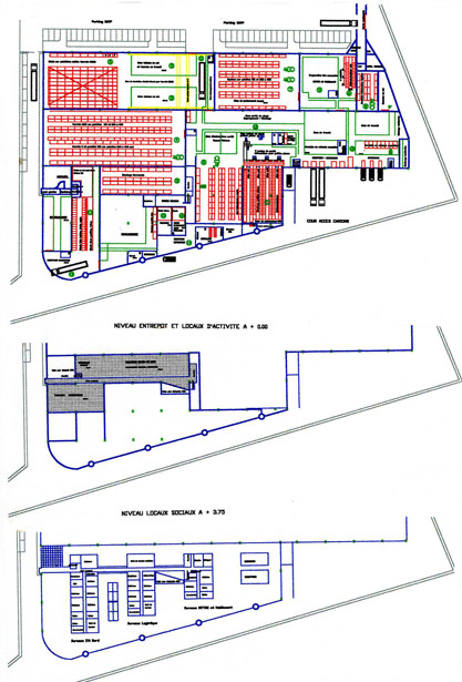 Conception d'un centre de maintenance de 13 000 m2 intégrant ateliers, bureaux, restaurant et entrepôts. Stockage de joints de 0,2g de 3mm aux tourets de câble de 3 tonnes de 2 m.